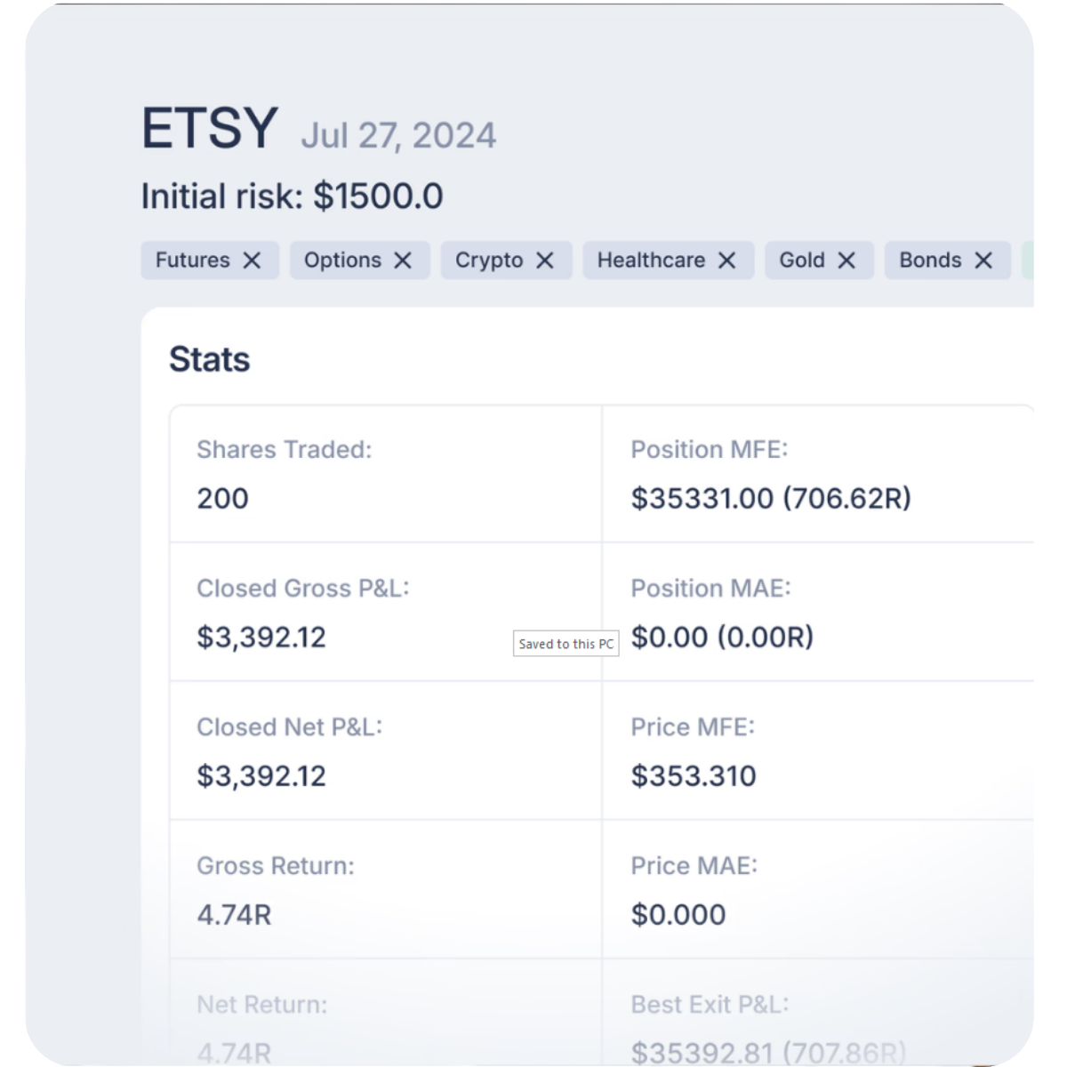 Tradervue Share Trades